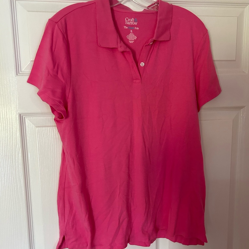 Croft & Barrow Pink Polo Shirt Size XL